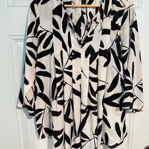 Alfani Monochrome Leaf Print Blouse